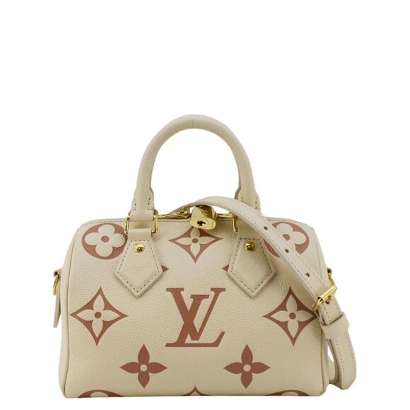 Louis Vuitton  Giant Speedy Bandouliere 20 Empreinte Leather Shoulder Bag Cream - Picture 1 of 11
